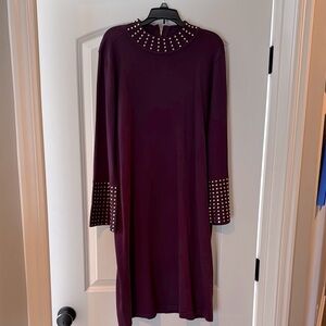 Harper Red and Black Embellished Bishop Sleeve Dress